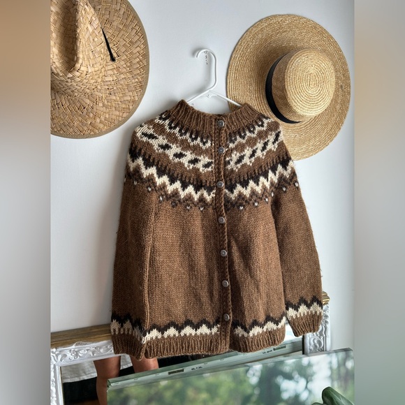 Vintage Sweaters - Rare True Vintage 1950’s Icelandic Fair Isle Sweater Aberdeen Jumper Cardigan